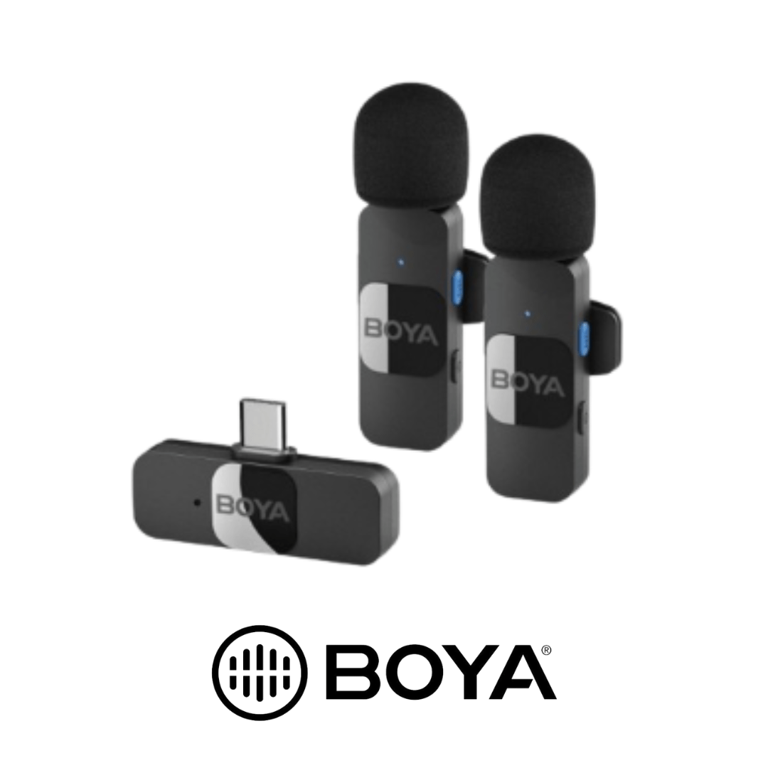 Boya Pack 2 Microfonos Lavalier Inalambricos Con USB C BY V20