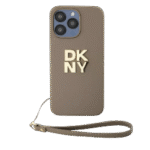 DKNY Logo Case with Strap For iPhone 15 Pro - Beige