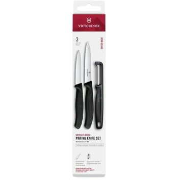 Victorinox Swiss Classic Set De Cuchillos 3 Pzas Con Pelador Negro